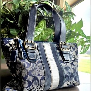Coach Limited Edition Vintage Signature Denim Tie Dye And Metallic Slim Tote